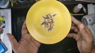 DIY Decoupage on ceramic plate  how to decoupage ceramic plate  Decoupage tutorial [upl. by Andras]