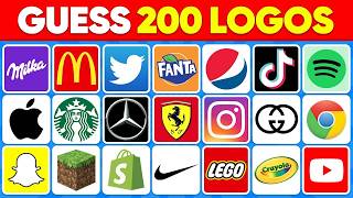 Guess the Logo in 3 Seconds  200 Famous Logos  Logo Quiz 2024 [upl. by Vladamir104]