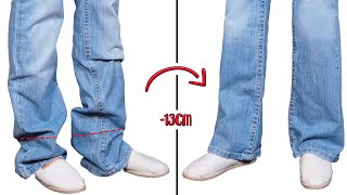 How to hem flared jeans in 5 minutes while keeping the original hem [upl. by Freberg]