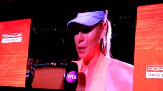 Maria Sharapova match point  winner interview vs Makarova  Porsche Tennis Grand Prix 2017 [upl. by Chilton]