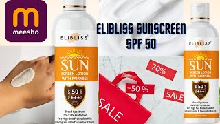 Elibliss sunscreen spf 50 review  Meesho cheapest product  Cheapest sunscreen in India [upl. by Asek]