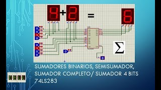 SUMADORES BINARIOS SEMISUMADOR SUMADOR COMPLETO SUMADOR 4 BITS 74LS283 [upl. by Aerdma]