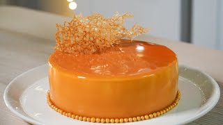 Caramel Mousse Cake Caramel Mirror Glaze [upl. by Laup]