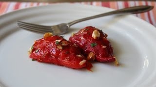 Sausage Stuffed Piquillo Peppers  Peppers Stuffed with Sausage Rice and Goat Cheese [upl. by Dav]