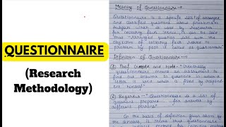 Questionnaire Research Methodology Data Collection Tool Sociology  Notes [upl. by Anitsrihc883]