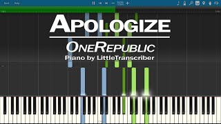 OneRepublic  Apologize Piano Cover Synthesia Tutorial by LittleTranscriber [upl. by Ahseena]