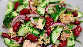 Insalata molto semplice e gustosa con tonno e fagioli Insalata in 5 minuti [upl. by Gabor]