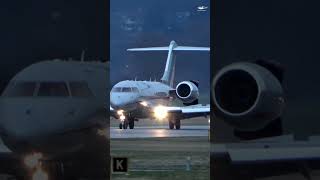 Bombardier Global 6000 Landing Thrust Reversers in Action [upl. by Oirom]