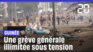 Guinée  Une grève générale illimitée débute dans un climat de tensions [upl. by Ahserb674]