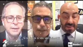 Crisanti Pregliasco e Bassetti cantano Jingle bells da brivido Si si vax [upl. by Haggai189]