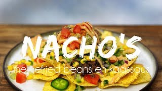 NACHOS  REFRIED BEANS  ROMIGE KAASSAUS  Lets Vegan [upl. by Yeniffit688]