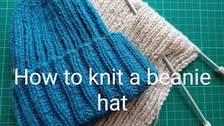 How to knit a beanie hat free pattern [upl. by Marlon]