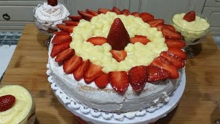 TORTA CON FRAGOLE E CREMA PASTICCERA [upl. by Ayerdna]