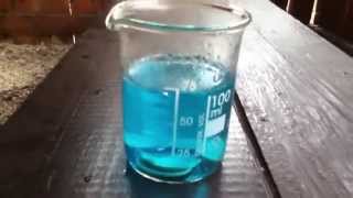 How to make a Blue Solution of CopperII acetate from Pennies Vinegar and Hydrogen peroxide HD [upl. by Terrijo395]