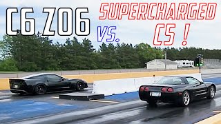 Heads amp Cam C6 Z06 Beast vs My Supercharged C5 Corvette Drag Racing 2 out of 3 [upl. by Stevena418]