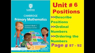 Cambridge Primary Mathematics Learners book Grade 1 Unit 6 Positions Ordinal numbers page 87 to 92 [upl. by Lutero]