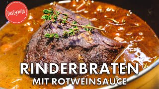 Rinderbraten mit Rotweinsauce  geschmorter Sonntagsbraten wie von Oma [upl. by Suiramaj]