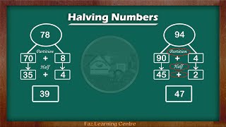 Halving Numbers  Maths Made Easy  Faz Learning Centre [upl. by Rhiamon]