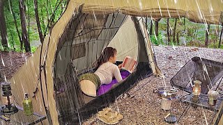 Solo camping in heavy rain  sudden heavy rain tent  relaxing  ASMR [upl. by Emelda]