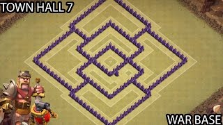 Clash of Clans  Town Hall 7 TH7 Clan War Base with Barbarian KingAir Sweeper [upl. by Goodhen]