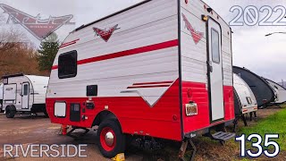 Retro 135 with checkerboard floor and redwhite decor by Riverside RV [upl. by Llennhoj654]