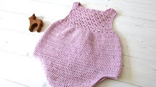 How to crochet a pretty shell stitch baby romper  the Millie romper [upl. by Della76]