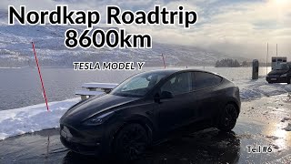 TESLA Nordkap Roadtrip  SCHNEESTURM NACH TROMSØ 6 [upl. by Einyaj]