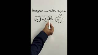 Benzene to Chlorobenzene  Electrophilic substitution reaction short [upl. by Yhtrod575]