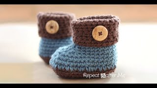 Crochet Cuffed Baby Booties Rounds 17 [upl. by Lorrie]