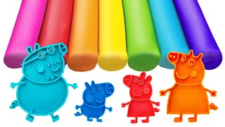 Create Peppa Pig Family with Play Doh Molds  Best Learn Shapes amp Colors  Preschool Toddler Videos [upl. by Ahsoym70]