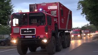 Unwetter Alarmfahrten Feuerwehren Regierungsbezirk Düsseldorf in Mülheim WLFs ELWs DLKs uvm [upl. by Sancha]