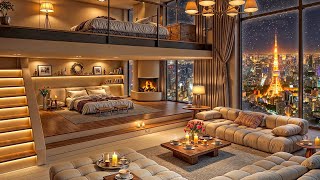 A Luxury Tokyo Apartment Ambience ❄ Relaxing Jazz Saxophone Instrumental Music for Study Deep Sleep [upl. by Aerda384]