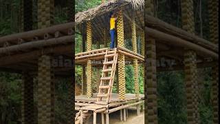 Short vlog  asian real beauty with rural life Building 2 storey bamboo house Pt4 shorts bamboo [upl. by Uahc]