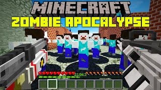 Minecraft ZOMBIE APOCALYPSE MOD  ZOMBIE NUKE GUNS AND MORE  Modded MiniGame [upl. by Mayda]