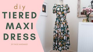 DIY Tiered Maxi DRESS  No Pattern Sewing Tutorial [upl. by Ititrefen]