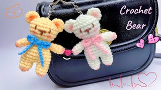 Crochet Bear Keychain 🧸 Easy Crochet Gifts  Móc Bé Gấu Dễ Thương [upl. by Eniowtna]