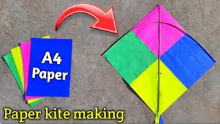 How to make colour paper kite  patang kaise banate hain  paper kite making  kite kaise banaen [upl. by Itsirk]