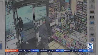 Deputy walks in on attempted robbery at California 7Eleven [upl. by Hagep847]