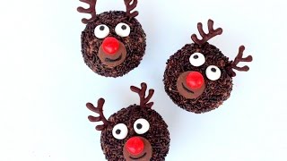 Rudolf the Rednosed Reindeer Cupcakes  Christmas Cupcakes [upl. by Irb]