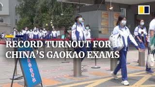 Record number of students begin taking China’s gaokao national college exams [upl. by Enyrehtak]