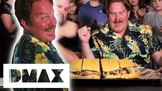 Casey VS The World’s Largest Pittsburgh Sandwich The “Stuffaluffagus”  Man V Food [upl. by Burnard]