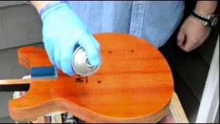 How to Apply a Vintage TwoTone Sunburst finish using Spray Cans Part 3Spraying the Amber Coat [upl. by Annanhoj]