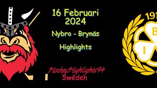 NYBRO VS BRYNÄS  16 FEBRUARI 2024  HIGHLIGHTS  HOCKEYALLSVENSKAN [upl. by Essy]