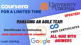 Managing a Agile teamweek14 All Quiz Answerscoursera quiztime answers quiz mr course [upl. by Nesnar]