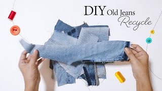 how to sew denim patchwork ideas from scrap old jeans 245 [upl. by Baron]