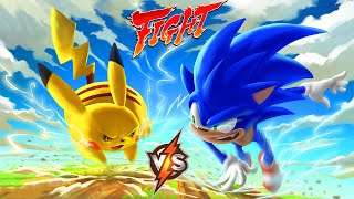 Super Brawl Mugen  Ashura and Pikachu vs Sonic The Hedgehog and Charizard [upl. by Noyek]