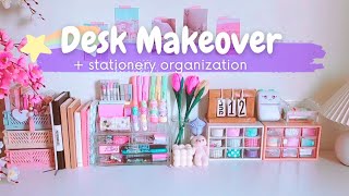 Aesthetic desk  Stationery organization makeover  Unboxing [upl. by Brawley]