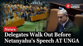 Iran Kuwait and Saudi Arabia Delegates Walkout as Netanyahu Begins Speech at UN [upl. by Yrrej]