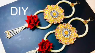 DIY wall hanging for festivalsChristmasDiwali BeadsArt beadsart christmas diwali homedecor [upl. by Adehsar]