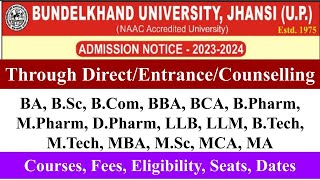 BU Jhansi Admission Form 2023 bu jhansi admission 2023 bcom admission bba admission mba btech [upl. by Orms572]